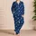 Navy Blue Ivory Polka Dot Lapel Top And Shorts For Cozy Evenings And Weekend Lounging Satin Pajamas Set - 4