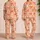 Peach Coral Gingham Bow Checks for Cozy Sleepovers, Holiday Lounging and Gift Giving Satin Pajamas Set - 2