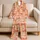 Peach Coral Gingham Bow Checks for Cozy Sleepovers, Holiday Lounging and Gift Giving Satin Pajamas Set - 5