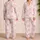 Blush Pink Bow Ribbon Vertical Stripe Lounge Set For Cozy Nights And Relaxed Weekends Satin Pajamas Set - 2