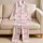 Blush Pink Bow Ribbon Vertical Stripe Lounge Set For Cozy Nights And Relaxed Weekends Satin Pajamas Set - 5