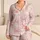 Blush Pink Bow Ribbon Vertical Stripe Lounge Set For Cozy Nights And Relaxed Weekends Satin Pajamas Set - 1