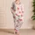 Coral Bow Hearts Ivory Stripe Romantic Gifting And Cozy Weekend Evenings For Women Satin Pajamas Set - 4