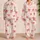 Coral Bow Hearts Ivory Stripe Romantic Gifting And Cozy Weekend Evenings For Women Satin Pajamas Set - 2