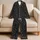 Mini Ivory Dots On Black For Cozy Nights And Relaxed Home Lounging For Women At Home Satin Pajamas Set - 5