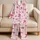 Pink Ribbon Bow Stripes For Spring Summer Women's Soft Cozy Bedtime Lounge Lifestyle Satin Pajamas Set - 5