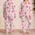 Pink Ribbon Bow Stripes For Spring Summer Women's Soft Cozy Bedtime Lounge Lifestyle Satin Pajamas Set - 2