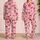 Blush Pink Ribbon Bow Stripes for Spring Summer Lounging and Relaxed Home Style Women Satin Pajamas Set - 2