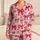 Blush Pink Ribbon Bow Stripes for Spring Summer Lounging and Relaxed Home Style Women Satin Pajamas Set - 1