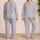 Lavender Gray White Pinstripe Loungewear for Relaxing Evenings and Cozy Weekends Satin Pajamas Set - 2