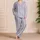 Lavender Gray White Pinstripe Loungewear for Relaxing Evenings and Cozy Weekends Satin Pajamas Set - 4