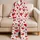 Women's Red Hearts Romantic Summer Lounge Set, Button Front Shirt And Bow Shorts Satin Pajamas Set - 5
