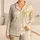 Golden Ribbon Bows Vertical Stripes Cozy Bedtime Lounge Gift Set For Women Everyday Wear Satin Pajamas Set - 1