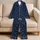 Navy Ivory Polka Dots For Cozy Autumn Lounging And Relaxed Bedtime, Women's Gift Idea Satin Pajamas Set - 5