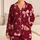 Cranberry Pinstripe Bow Ribbons Cozy Holiday Loungewear Gift for Women and Girlfriends Satin Pajamas Set - 1