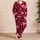 Cranberry Pinstripe Bow Ribbons Cozy Holiday Loungewear Gift for Women and Girlfriends Satin Pajamas Set - 4