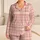 Pink Cream Gingham Plaid Cottagecore Summer Lounge Holiday Gift for Women and Brides Satin Pajamas Set - ZSKG0V_A8-