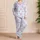 Pink Ribbon Bows on Blue Gingham for Cozy Autumn Nights and Relaxed Home Lounging Satin Pajamas Set - 4