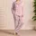 Pink Ivory Gingham Check for Cozy Nights, Relaxed Weekend Mornings, and Home Days Satin Pajamas Set - 4
