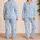 Icy Blue Leopard Spots Soft Lounge Set For Cozy Nights And Relaxed Weekend Mornings Satin Pajamas Set - 2