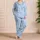 Icy Blue Leopard Spots Soft Lounge Set For Cozy Nights And Relaxed Weekend Mornings Satin Pajamas Set - 4