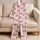 Burgundy Bow Stripes For Cozy Home Lounging, Relaxing And Everyday Gift Giving For Women Satin Pajamas Set - 5