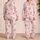 Raspberry Bow Pink Cream Stripe Lounge Set For Cozy Evenings, Sleepovers And Gifting Satin Pajamas Set - 2