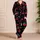 Scarlet Cherry Motif for Spring Summer Lounging, Collared Button Front and Bow Shorts Satin Pajamas Set - 4