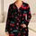 Scarlet Cherry Motif for Spring Summer Lounging, Collared Button Front and Bow Shorts Satin Pajamas Set - 1