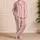 Blush Pink Ivory Vertical Stripes Cozy Bedtime Gift For Women In A Boutique Home Satin Pajamas Set - 4