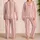 Blush Pink Ivory Vertical Stripes Cozy Bedtime Gift For Women In A Boutique Home Satin Pajamas Set - 2