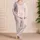 Pink Ivory Vertical Stripes for Cozy Bedtime Relaxation and Weekend Lounging Women Satin Pajamas Set - 4