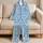 Powder Blue Heart Doodle Lounge Set For Cozy Evenings, Relaxed Weekends, And Gifting Satin Pajamas Set - 5