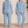 Powder Blue Heart Doodle Lounge Set For Cozy Evenings, Relaxed Weekends, And Gifting Satin Pajamas Set - 2