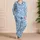 Powder Blue Heart Doodle Lounge Set For Cozy Evenings, Relaxed Weekends, And Gifting Satin Pajamas Set - 4