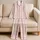 Blush Ivory Vertical Stripes for Cozy Autumn Evenings and Relaxed Home Lounging for Women Satin Pajamas Set - 5