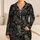 Monochrome Leopard Panther Bow Lounge Gift for Women, Vintage Cat Lover Homewear Satin Pajamas Set - 1