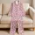 Blush Pink Leopard Spots For Summer Lounging, Elegant Rose Style Gift For Chic Women Satin Pajamas Set - 5