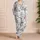 Blue Botanical Toile Floral Garden Motif for Cozy Spring Summer Lounging Gift Ideas Satin Pajamas Set - 4