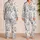 Blue Botanical Toile Floral Garden Motif for Cozy Spring Summer Lounging Gift Ideas Satin Pajamas Set - 2