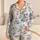 Blue Botanical Toile Floral Garden Motif for Cozy Spring Summer Lounging Gift Ideas Satin Pajamas Set - 1