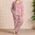Pink Leopard Rosettes for Cozy Weekend Lounging, Women's Two-Piece Long Sleeve Lounge Set Satin Pajamas Set - 4