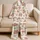 Dusty Rose Bows and Floral Clusters for Romantic Lounging and Relaxing, Women's Gift Satin Pajamas Set - 5