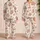 Dusty Rose Bows and Floral Clusters for Romantic Lounging and Relaxing, Women's Gift Satin Pajamas Set - 2