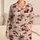 Burgundy Cherry Sprigs on Blush Pinstripes for Cozy Bedtime Lounging and Relaxing Satin Pajamas Set - 1
