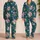 Blush Magnolia Botanical Floral Teal Spring Loungewear Set for Women Home Relaxation Satin Pajamas Set - 2