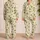 Olive Green Heart Motif Cream Botanical Style Cozy Loungewear Gift For Women And Teens Satin Pajamas Set - 2