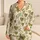 Olive Green Heart Motif Cream Botanical Style Cozy Loungewear Gift For Women And Teens Satin Pajamas Set - 1