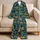Golden Wild Cats And Coral Songbirds Botanical Grace Dammy Summer Lounge Gift For Her Satin Pajamas Set - 5