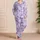 Lavender Daisy Floral with Cherry-Red Centers for Cozy Home Lounging, Women’s Gift Satin Pajamas Set - 4
